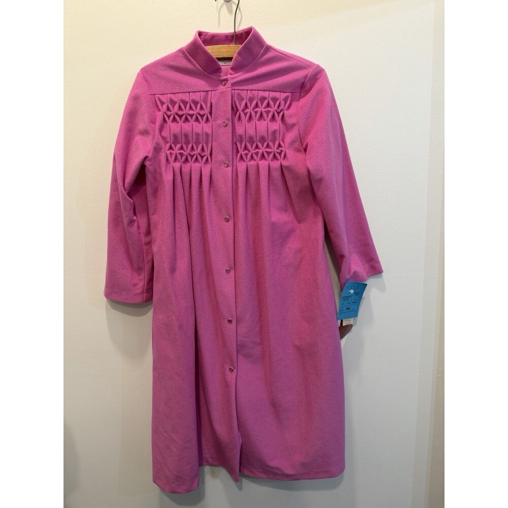 Vintage New KAYSER Hot Pink Long Sleeve Robe Size Small Housecoat Grandmacore